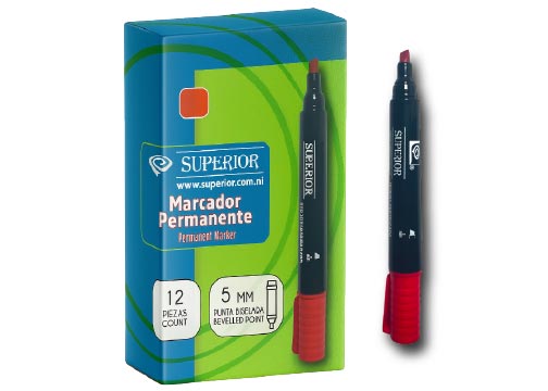 MARCADOR PERMANENTE ROJO PUNTA BISELADA 5MM